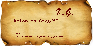 Kolonics Gergő névjegykártya